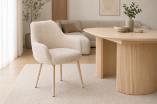 Theo stol, beige tyg/ljusa ekben
